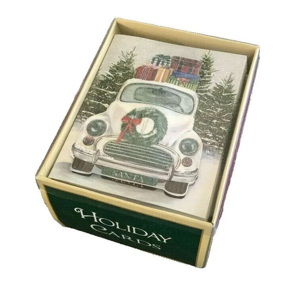 Christmas Boxed Cards Farm Truck Cut Out 18 Cards and Envelopes Presents Holiday